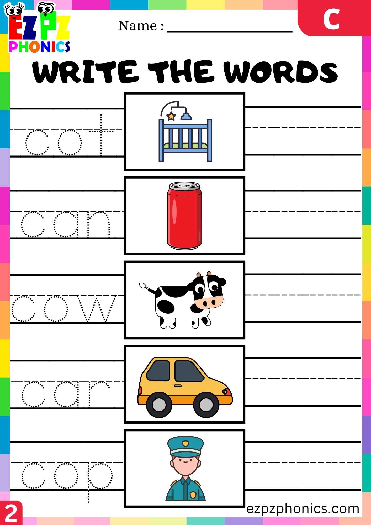 Group2 Letter C Write The Words Beginning Sounds Worksheet
